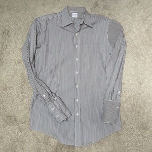 Brooks Brothers brown/white bengal-striped French-cuff shirt